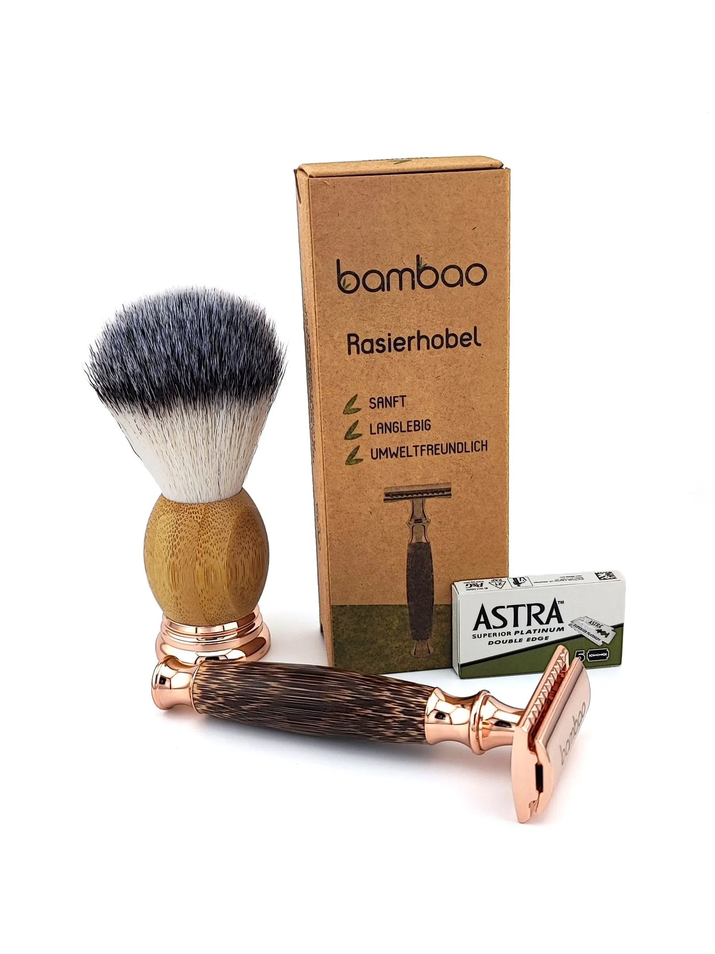 Bambusrasierhobel mit Pinsel - Bambao