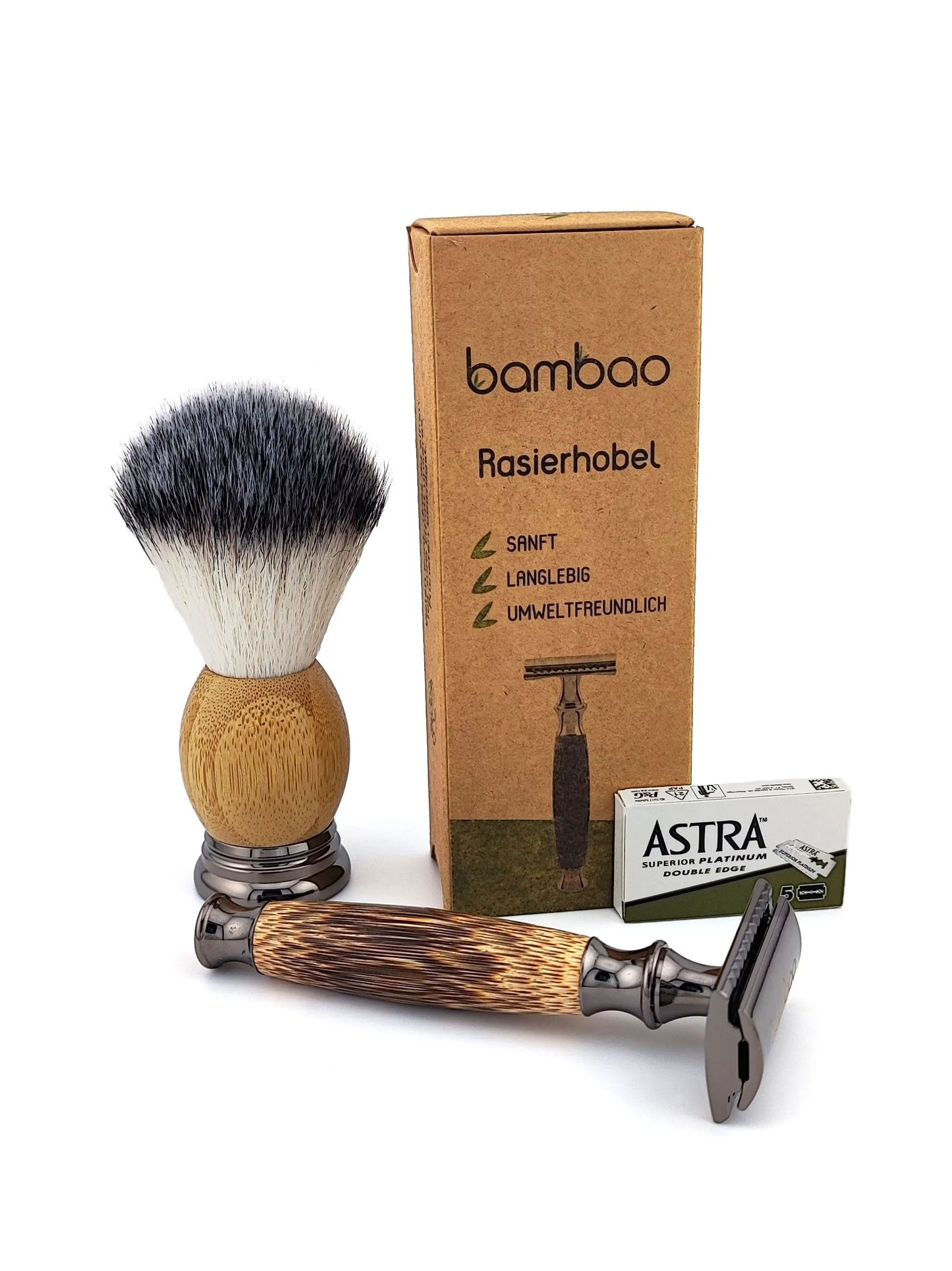 Bambusrasierhobel mit Pinsel - Bambao