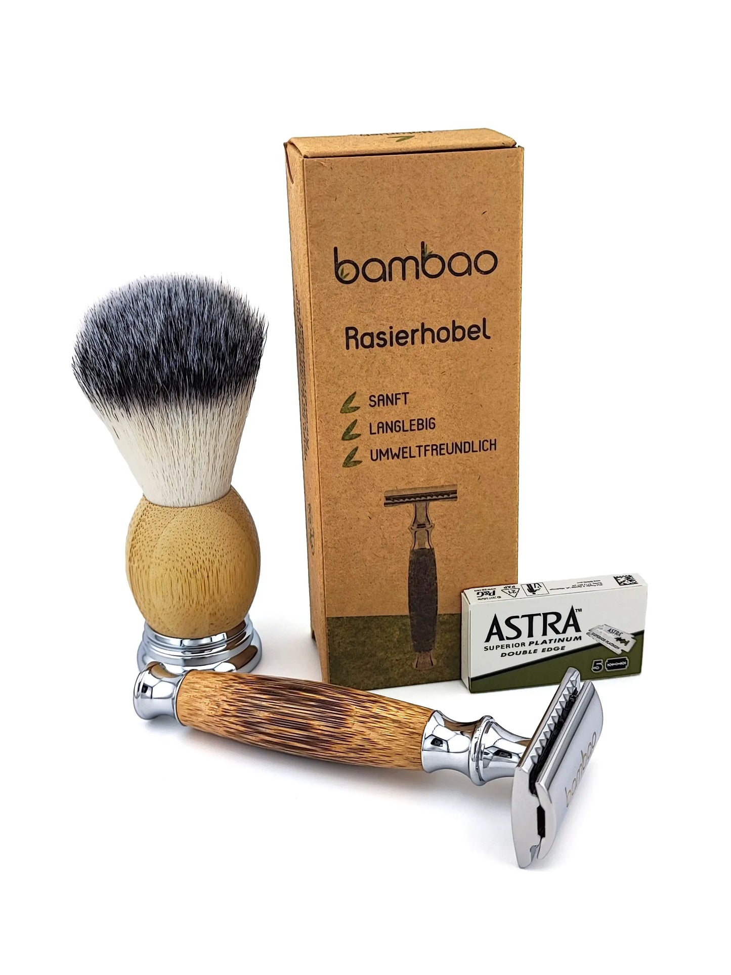 Bambusrasierhobel mit Pinsel - Bambao