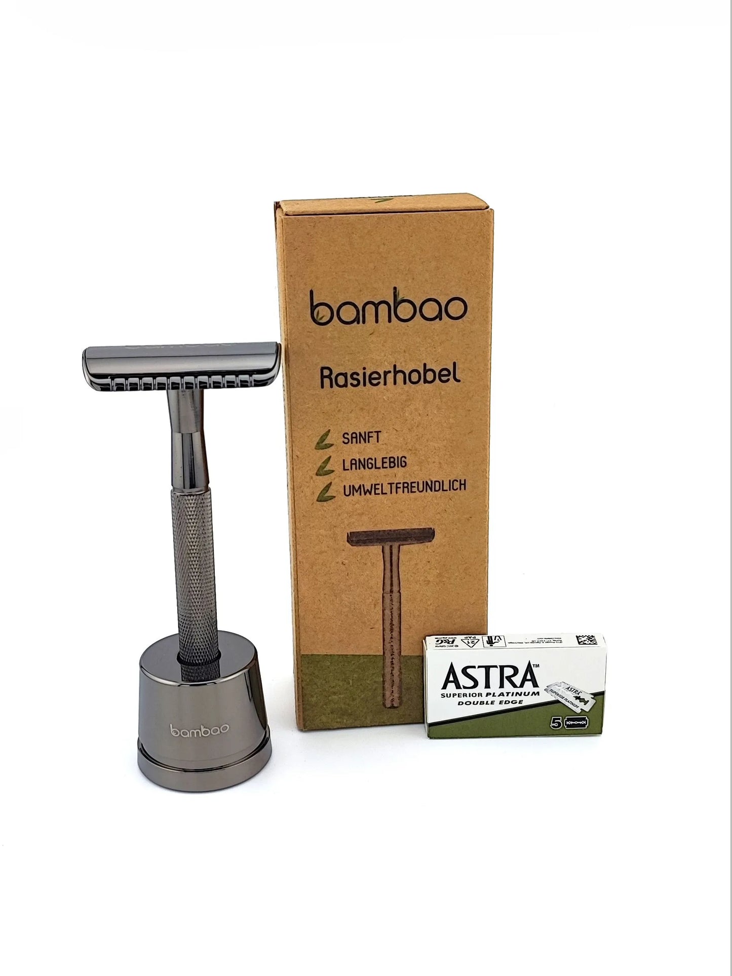 Metallrasierhobel mit Ständer - Bambao