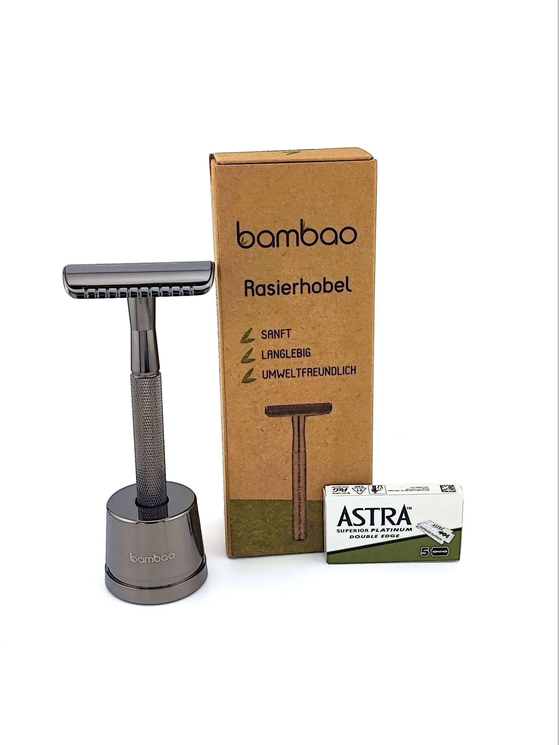 Metallrasierhobel mit Ständer - Bambao